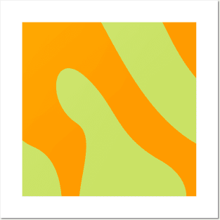 Boho abstract green and orange pastel swirl pattern Posters and Art